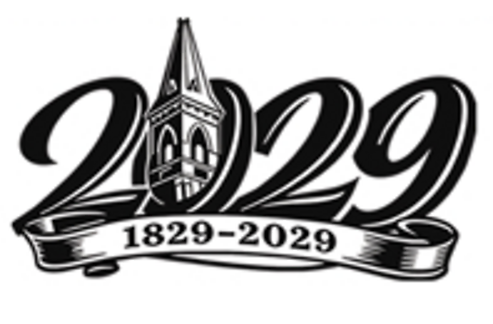 Revitalization 2029 campaign emblem: the church steeple set within the numerals 2029, above a banner reading 1829 to 2029.
